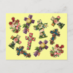 Vintages Blumenkreuz Postkarte