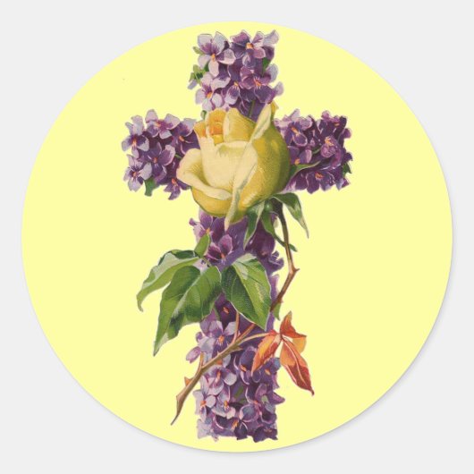 Vintages Blumenkreuz Runder Aufkleber (Vorderseite)