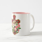 Vintages Blumenkreuz Zweifarbige Tasse (VorderseiteRechts)