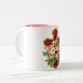 Vintages Blumenkreuz Zweifarbige Tasse (Vorderseite Links)