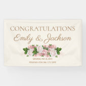 Vintages Blumenkuchen-Brautparty in Rosa Banner (Horizontal)