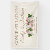 Vintages Blumenkuchen-Brautparty in Rosa Banner (Vertikal)