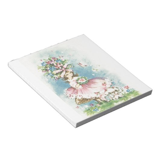 Vintages Blumenmädchen Notizblock (angewinkelt)