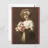 Vintages Blumenmädchen Postkarte (Vorne/Hinten)