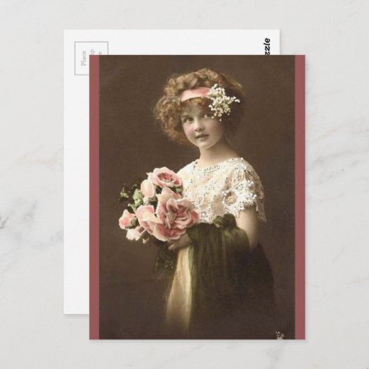 Vintages Blumenmädchen Postkarte (Vorne/Hinten)