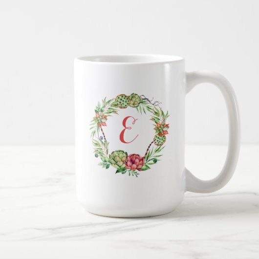 Vintages Blumenmonogramm hochzeitsucculent-| Kaffeetasse (Rechts)
