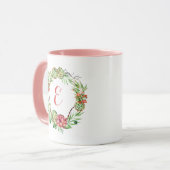 Vintages Blumenmonogramm hochzeitsucculent-| Tasse (Vorderseite Links)