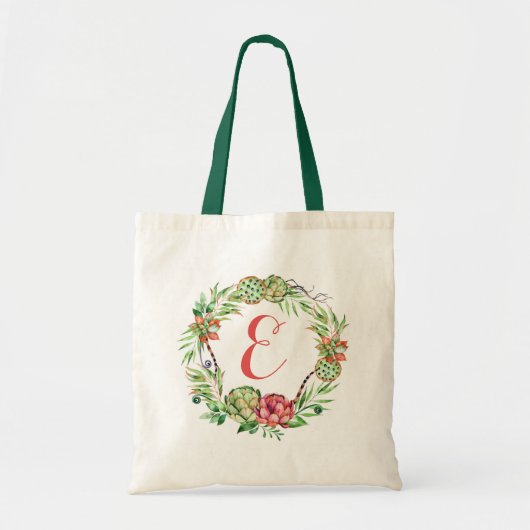 Vintages Blumenmonogramm hochzeitsucculent-| Tragetasche (Vorne)