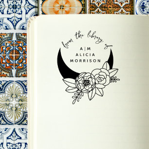 Vintages Blumenmoon-Skriptbuch Gummistempel