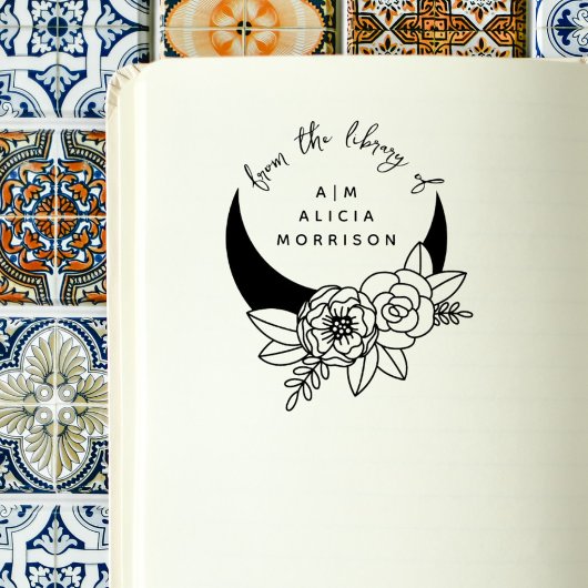 Vintages Blumenmoon-Skriptbuch Gummistempel