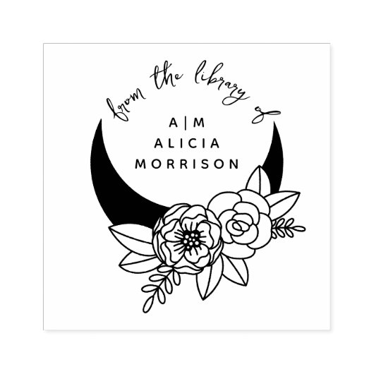 Vintages Blumenmoon-Skriptbuch Gummistempel (Prägung)