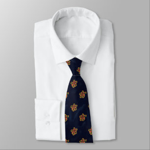 Vintages Blumenmotif Midnight Blue Coral Krawatte