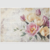 Vintages Blumenmotiv Pink und Creme auf Altpapier Seidenpapier (Vorderseite)