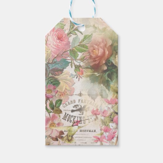 Vintages Blumenmoustierbuch Geschenkanhänger (Vorderseite)