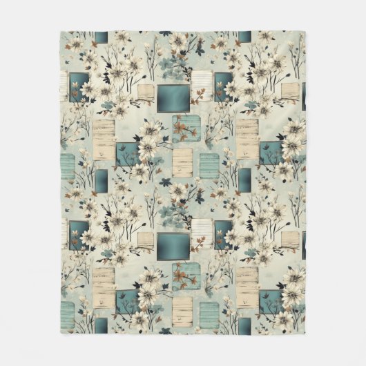 Vintages Blumenmuster (2) Fleecedecke (Vorderseite)