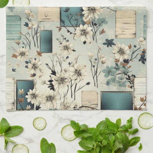 Vintages Blumenmuster (2) Geschirrtuch (Gefaltet)