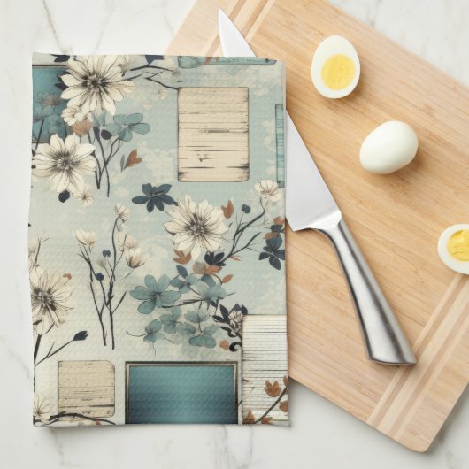 Vintages Blumenmuster (2) Geschirrtuch (Viertel Falte)