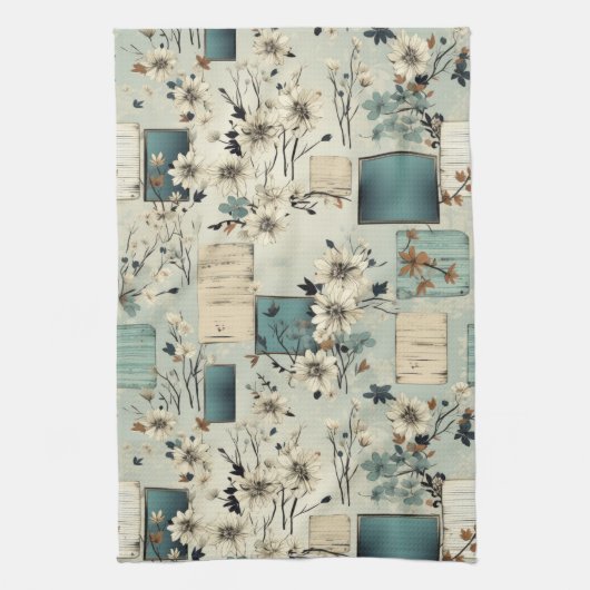 Vintages Blumenmuster (2) Geschirrtuch (Vertikal)