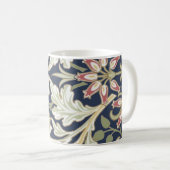 Vintages Blumenmuster auf blau Kaffeetasse (VorderseiteRechts)
