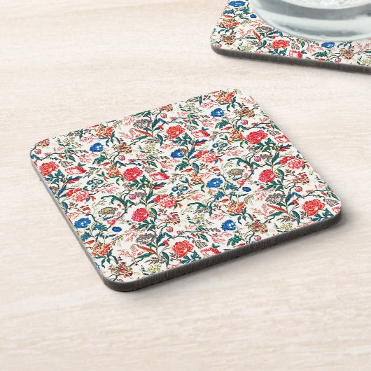 Vintages Blumenmuster aus dem 19. Jahrhundert Getränkeuntersetzer (Linke Seite)