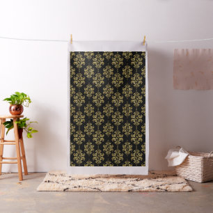 Vintages Blumenmuster aus Gold und Schwarz Stoff