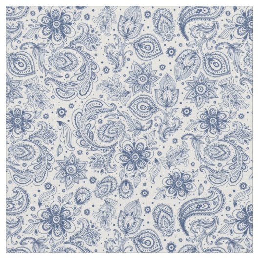 Vintages Blumenmuster aus Hippie Blue Stoff (Nahaufnahme)