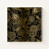 Vintages Blumenmuster aus Schwarz und Gold Notizblock (Rückseite)