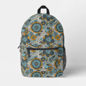 Vintages Blumenmuster Bedruckter Rucksack (Vorderseite)