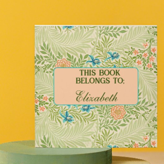 Vintages Blumenmuster Buchzeichen Quadratischer Aufkleber