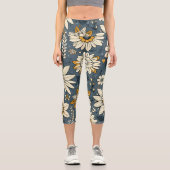 Vintages Blumenmuster Capri Leggings (Vorderseite)