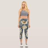 Vintages Blumenmuster Capri Leggings (Vorderseite)