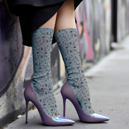 Vintages Blumenmuster Chic Elegant & Klassik Grau Socken