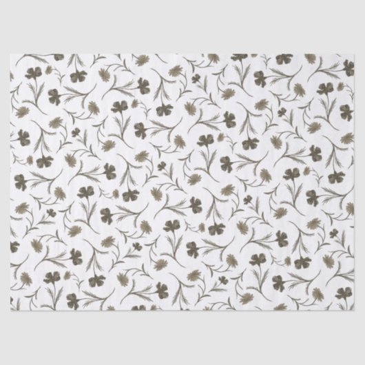 Vintages Blumenmuster Chic Stilvoll Grau Seidenpapier (Vorderseite)