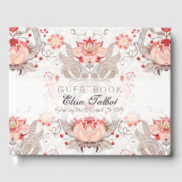 Vintages Blumenmuster Damask BegräbnisGästebuch Gästebuch