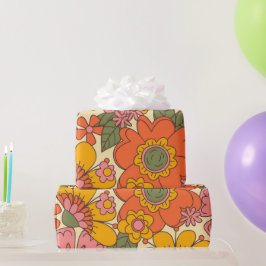 Vintages Blumenmuster der 1970er Jahre Geschenkpapier