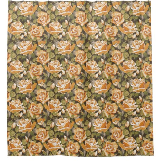 Vintages Blumenmuster der gelben Rosen Duschvorhang (Vorderseite)