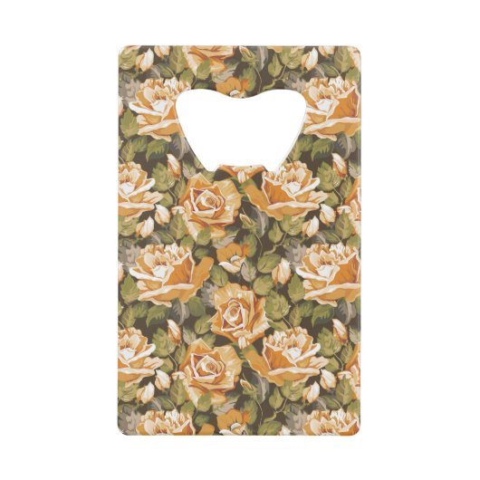 Vintages Blumenmuster der gelben Rosen Geldbeutel Flaschenöffner (Vorderseite)