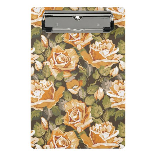 Vintages Blumenmuster der gelben Rosen Mini Klemmbrett (Vorderseite)