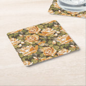 Vintages Blumenmuster der gelben Rosen Rechteckiger Pappuntersetzer (angewinkelt)