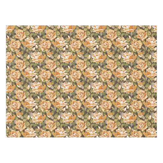 Vintages Blumenmuster der gelben Rosen Tischdecke (Vorderseite (Horizontal))