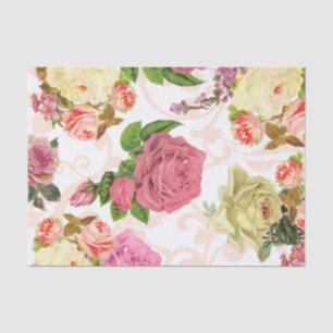 Vintages Blumenmuster der großen rosa Rosen Seidenpapier