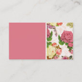 Vintages Blumenmuster der rosa Rosen Visitenkarte (Rückseite)
