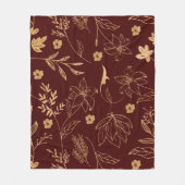 Vintages Blumenmuster - Elegantes Burgund & Gold Fleecedecke (Vorderseite)