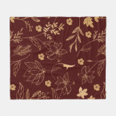 Vintages Blumenmuster - Elegantes Burgund & Gold Fleecedecke (Vorderseite (Horizontal))