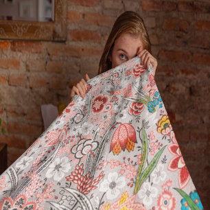 Vintages Blumenmuster Fleecedecke