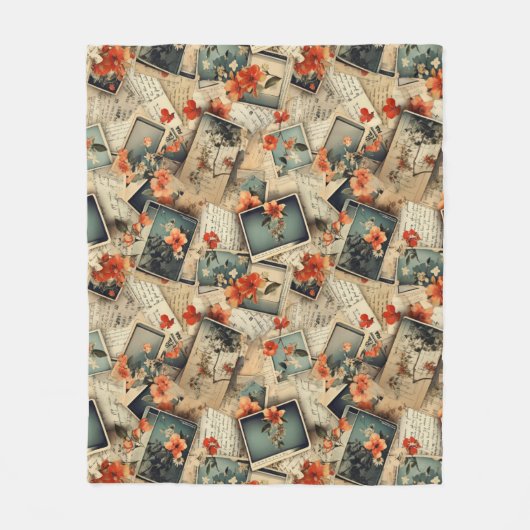 Vintages Blumenmuster Fleecedecke (Vorderseite)