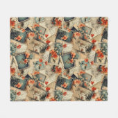 Vintages Blumenmuster Fleecedecke (Vorderseite (Horizontal))