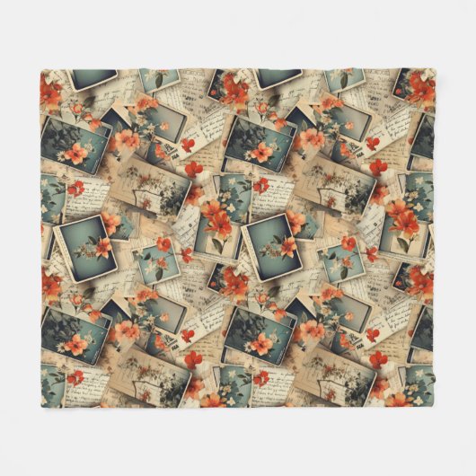 Vintages Blumenmuster Fleecedecke (Vorderseite (Horizontal))
