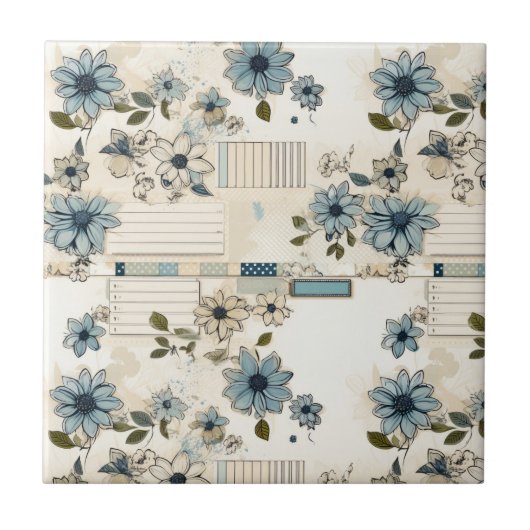 Vintages Blumenmuster Fliese (Vorderseite)