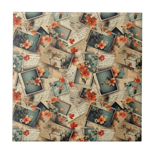 Vintages Blumenmuster Fliese (Vorderseite)